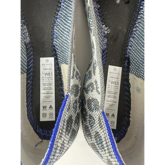 Rothy's Round Toe The Flat Ballet Slip On Knit Shoes Leopard Animal Print Sz 8.5 - Picture 8 of 13